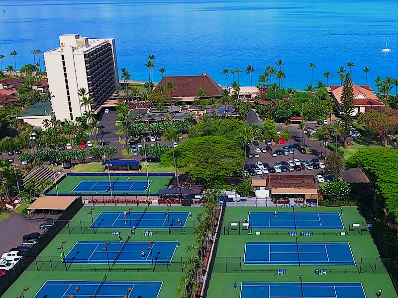 Six tennis courts and a tennis stadium at the Royal Lahaina